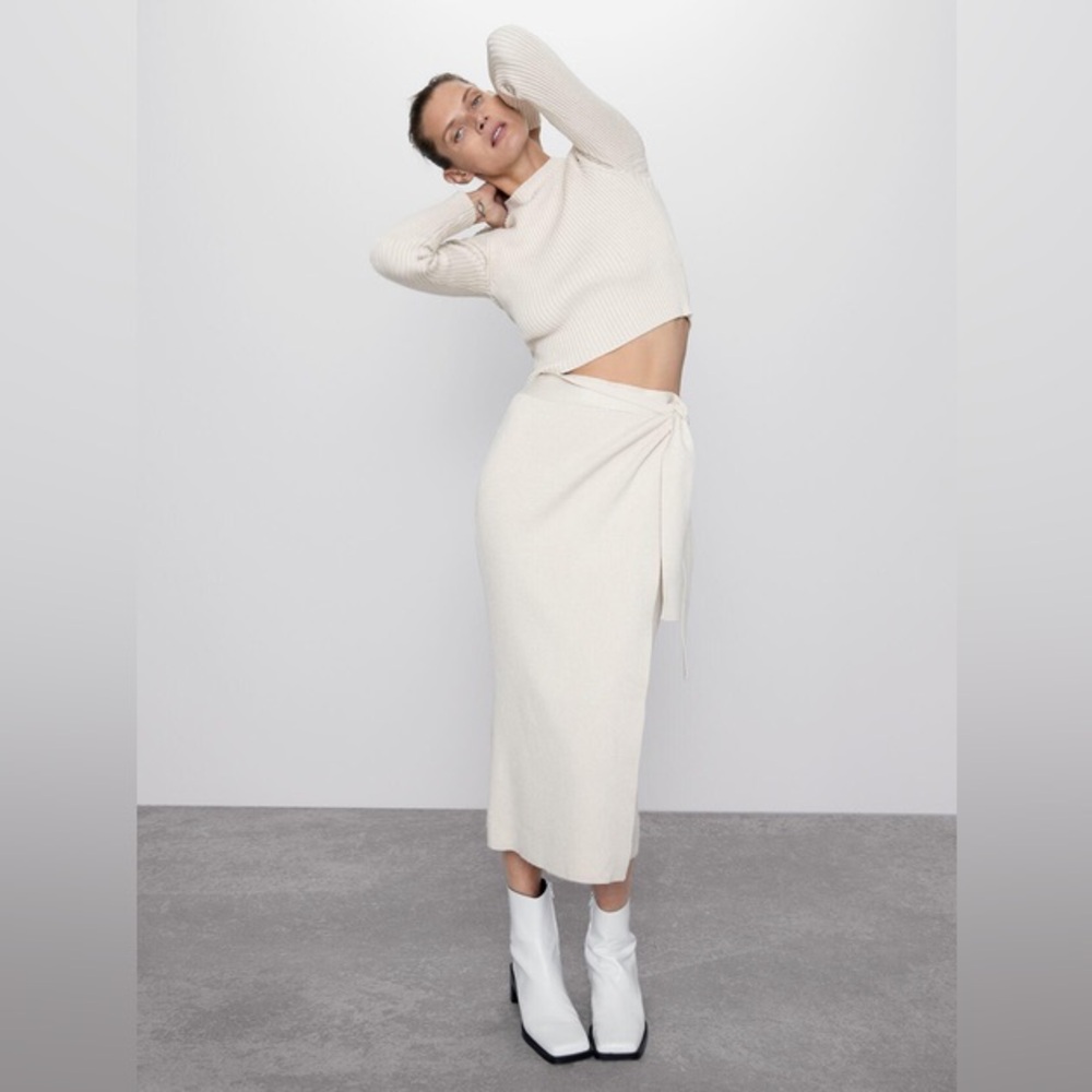 NWOT Zara Wrap Knit Midi Skirt